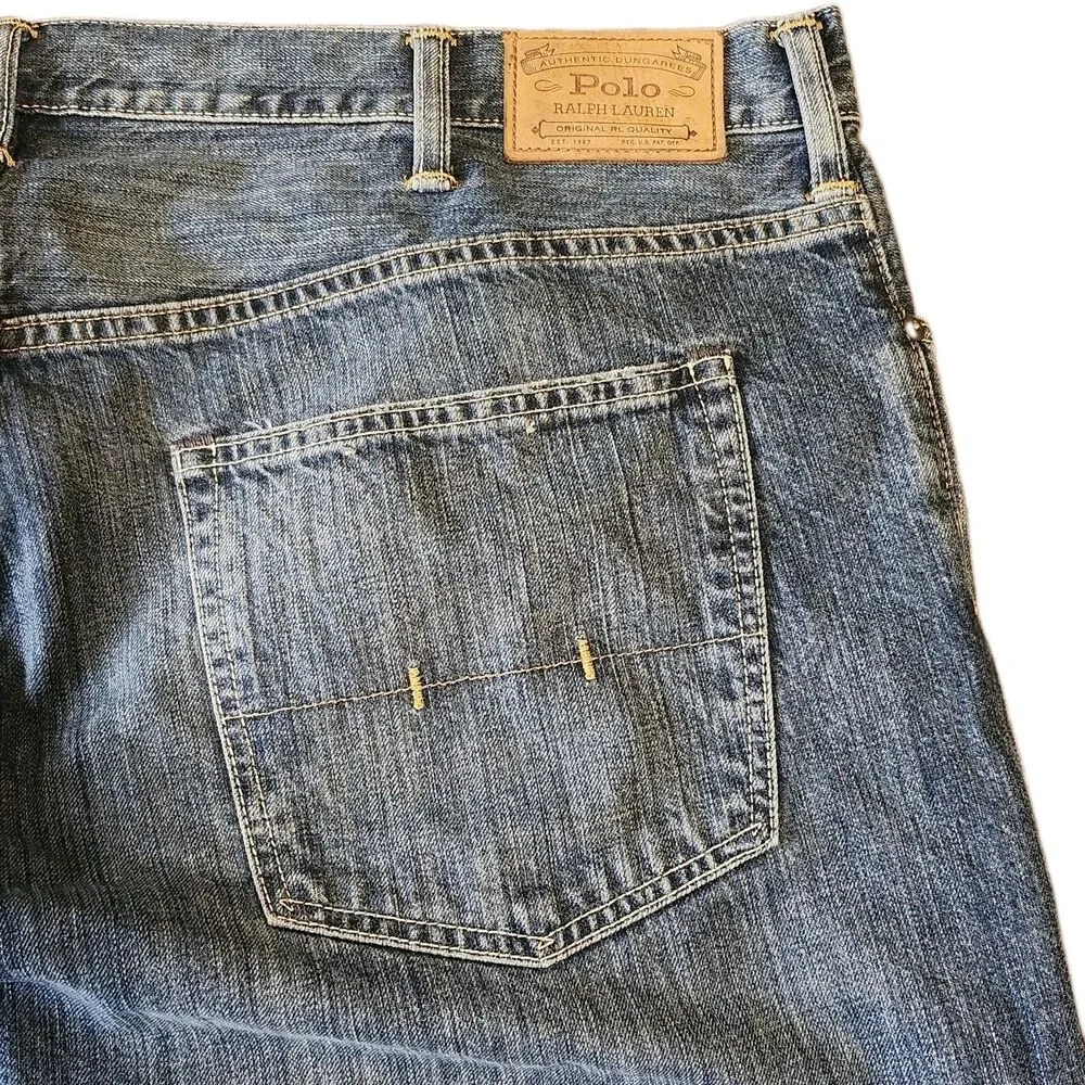 VTG Polo Ralph Lauren Authentic Dungarees Jeans Mens 44bx30 Loose Straight Y2K